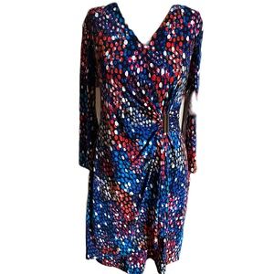 Calvin Klein Long Sleeve Faux Wrap Dress. Size 10